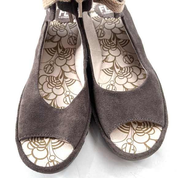 FLY London Yaba 702 Fly Platform Brown Suede Wedge Sandals - Picture 7 of 10